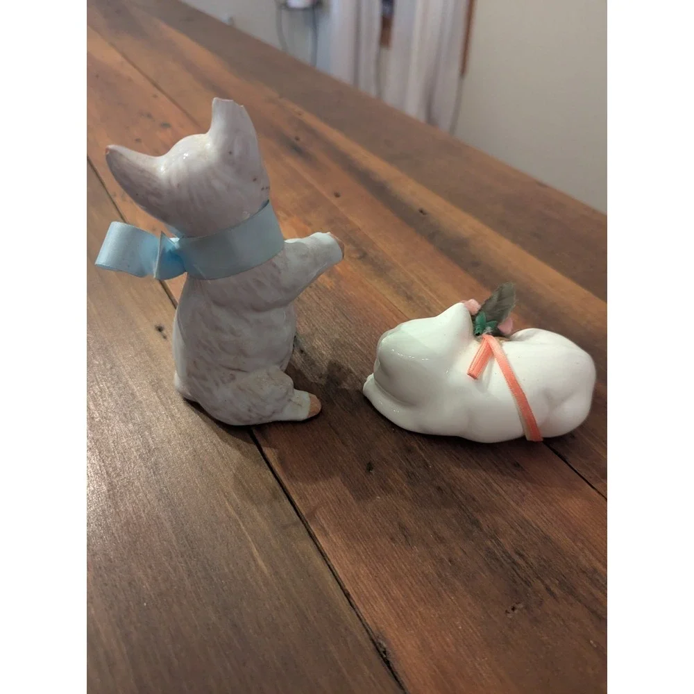 2‎ Vintage Glass & Ceramic Cat Figurines